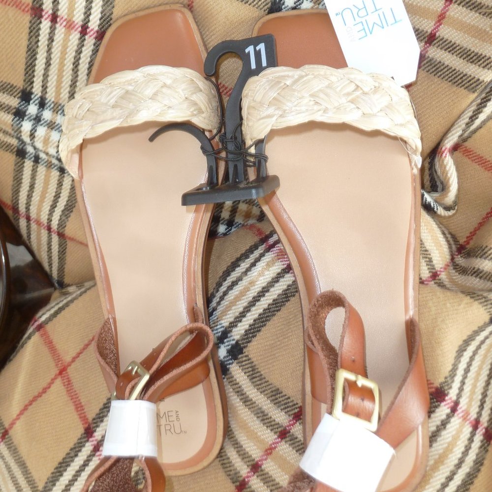 Summer Flat Braided Ankle Strap Sandals sz 11